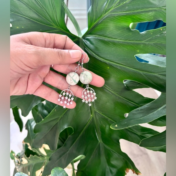 Jewelry - Silver and Green Dangle Earrings